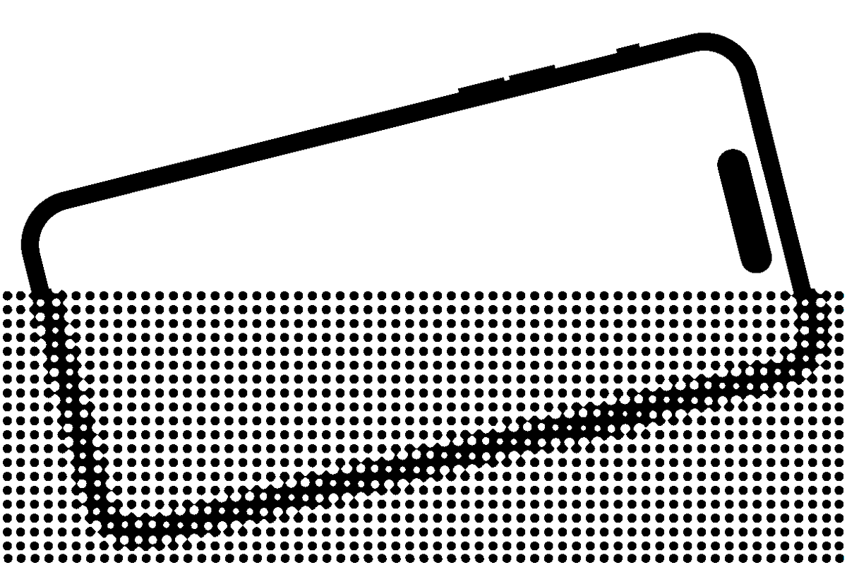 an illustration of an iphone half-submerged in water